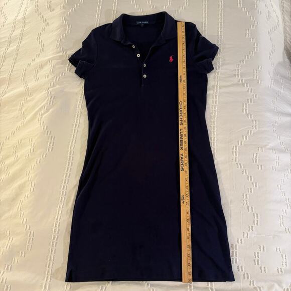 Ralph Lauren Navy Polo Shirt Dress Sporty Preppy Cotton Knit Short Sleeve M - Picture 6 of 7